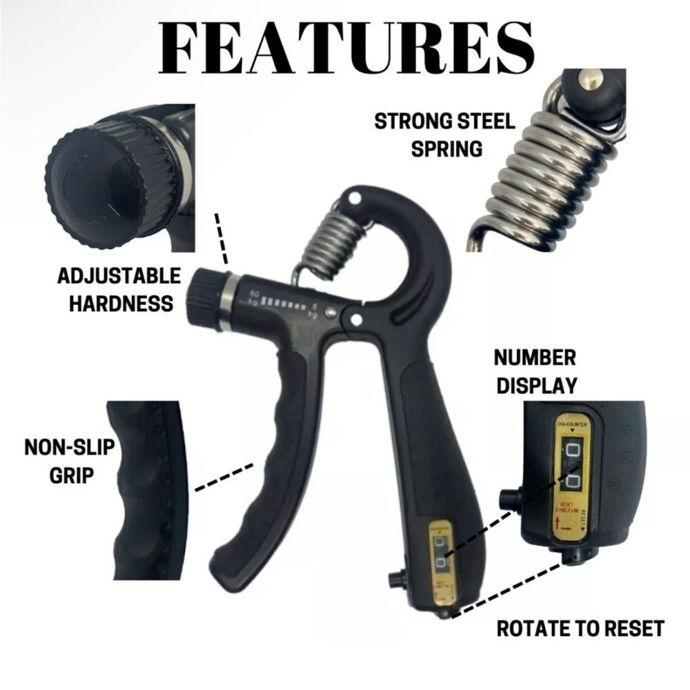 Adjustable Hand Grip Counter Strength Power Trainer Gripper 4 Grip & Forearm pk2